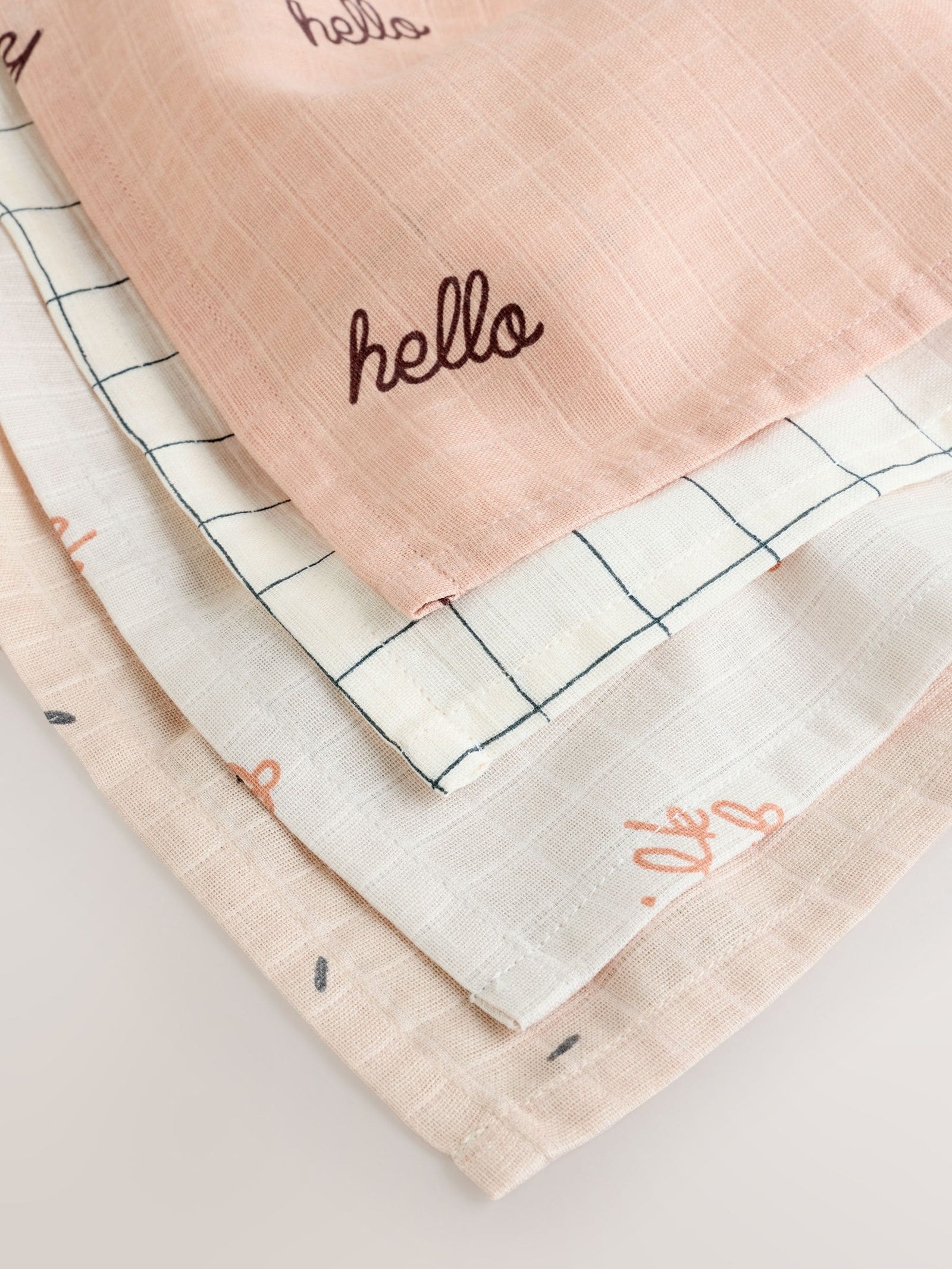 Natural Hello World Baby Muslin Cloths 4 Pack