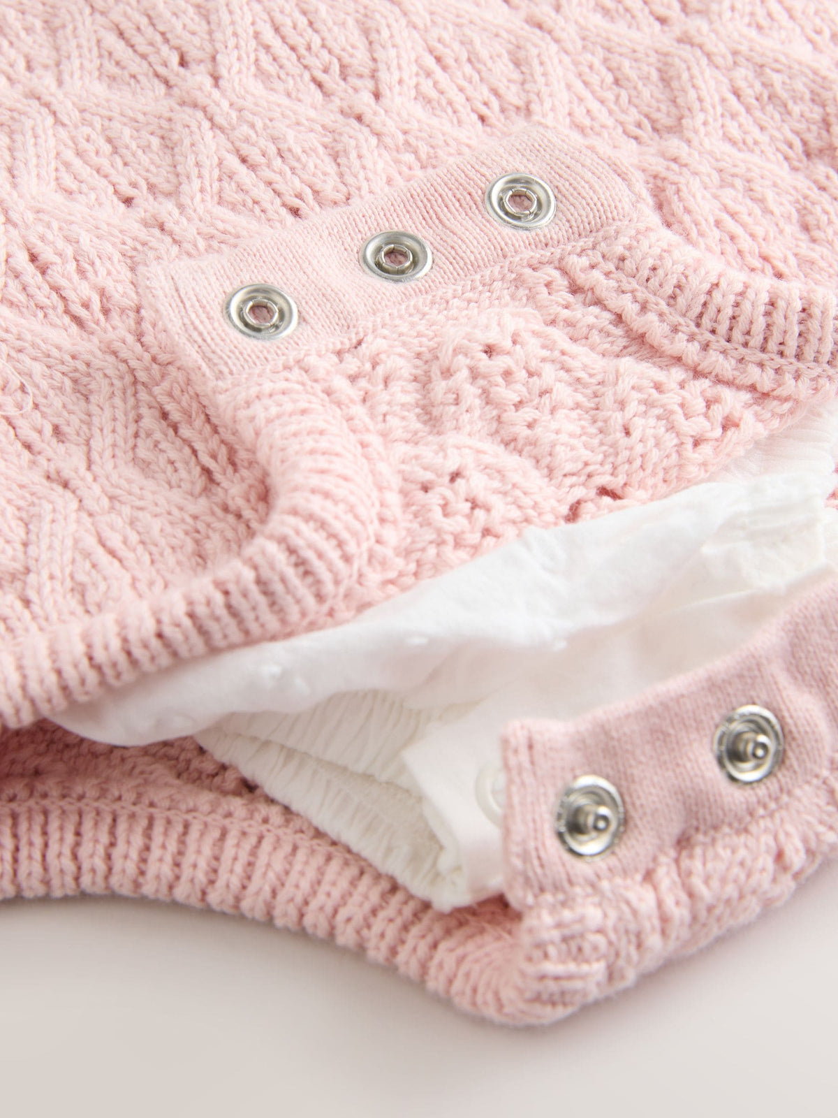 Pink/ White Romper and Knitted Dungarees with Tights 3 Piece Set (0mths-2yrs)