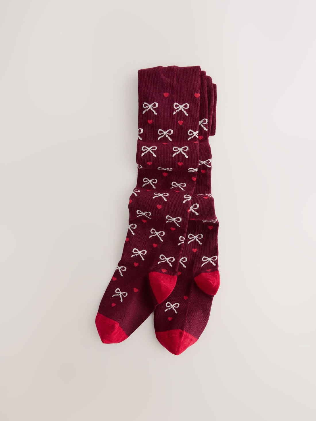 Plum Red Cotton Rich Bow Tights