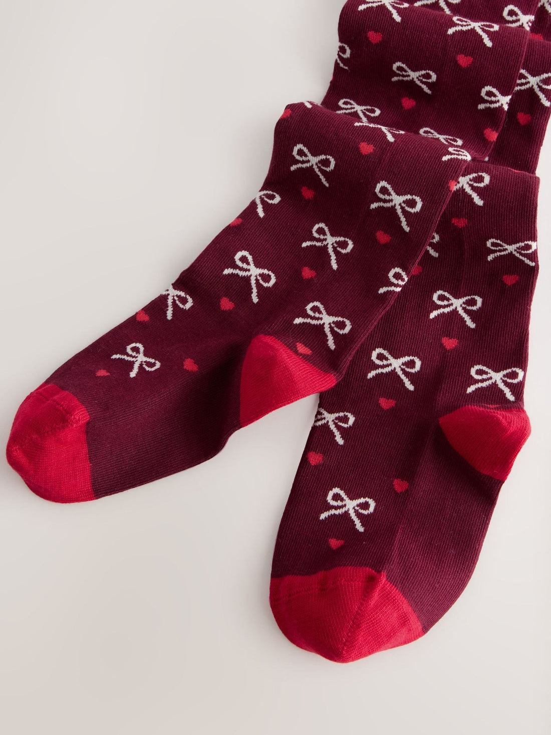 Plum Red Cotton Rich Bow Tights
