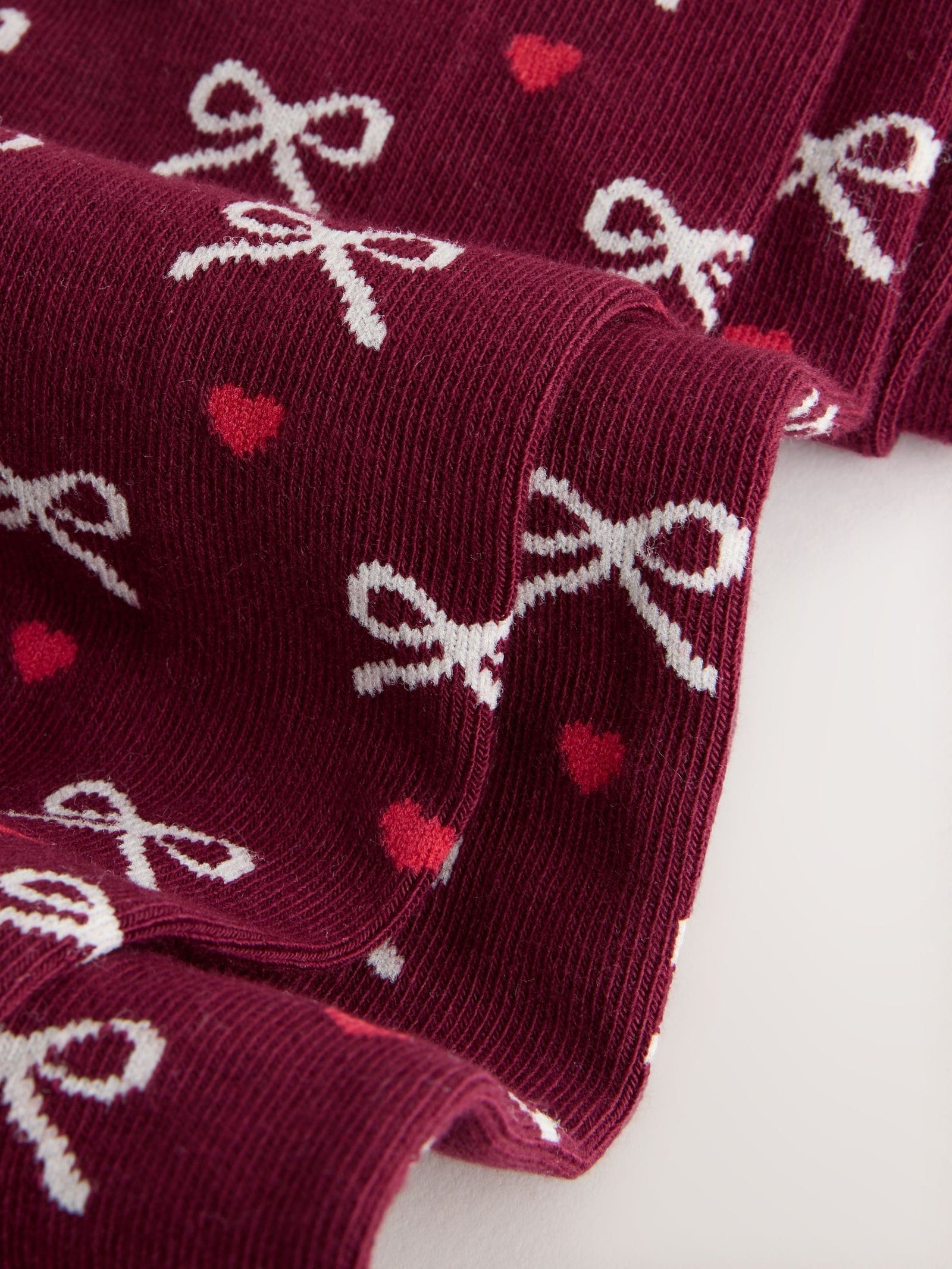 Plum Red Cotton Rich Bow Tights