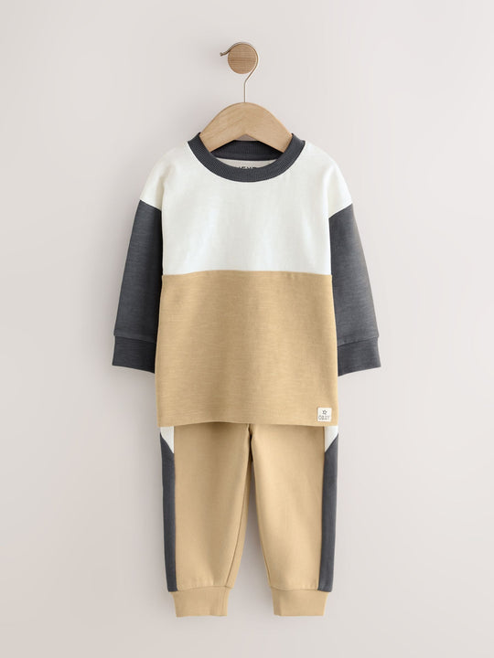 Neutral/Grey Long Sleeve Soft Touch T-Shirt and Joggers Set (3mths-7yrs)