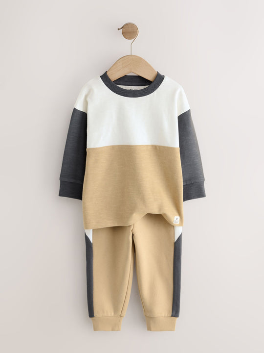Neutral/Grey Long Sleeve Soft Touch T-Shirt and Joggers Set (3mths-7yrs)