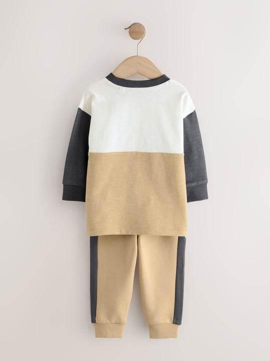 Neutral/Grey Long Sleeve Soft Touch T-Shirt and Joggers Set (3mths-7yrs)