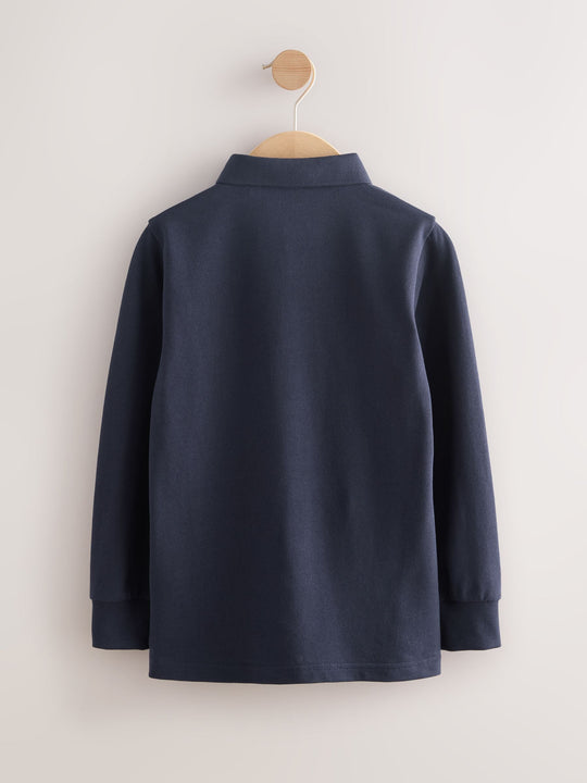 Navy Long Sleeve Polo Shirt (3-16yrs)