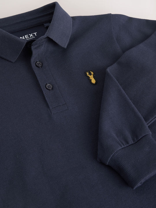 Navy Long Sleeve Polo Shirt (3-16yrs)