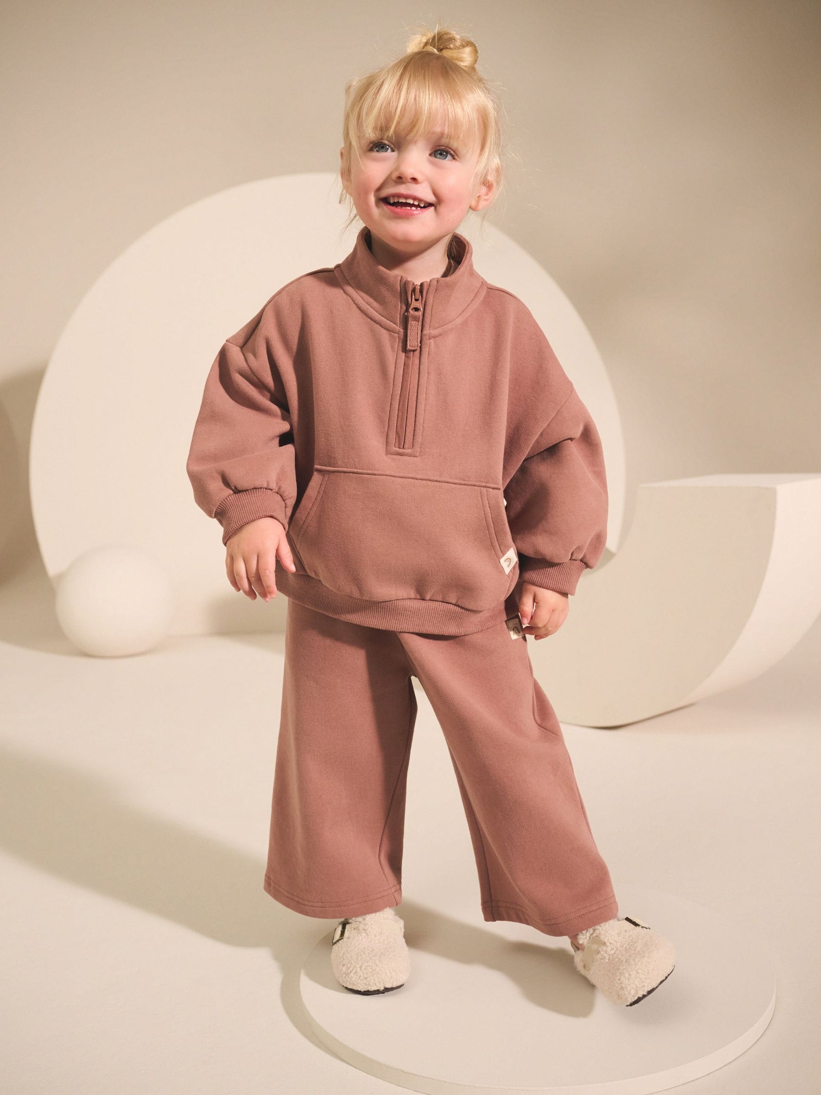 Mocha Brown Quarter Zip Sweatshirt (3mths-7yrs)
