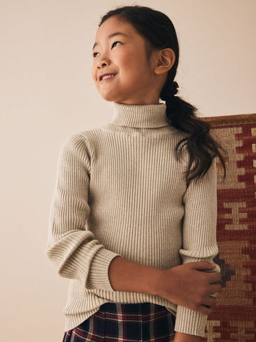 Oatmeal Roll Neck Knit Jumper (3-16yrs)