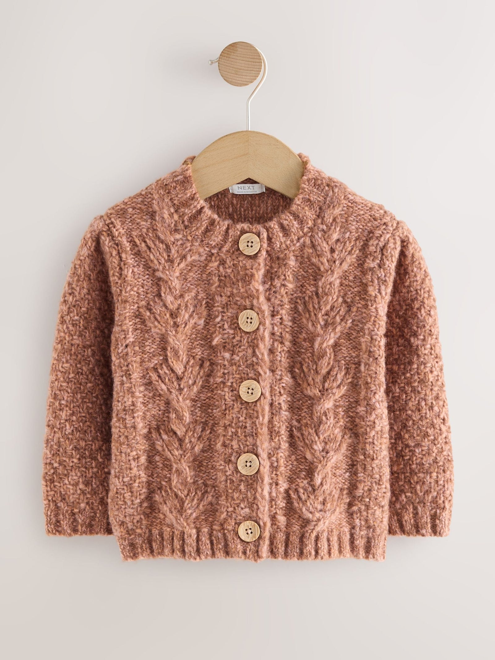 Chocolate Brown Chunky Knit Bobble Cardigan (3mths-10yrs)
