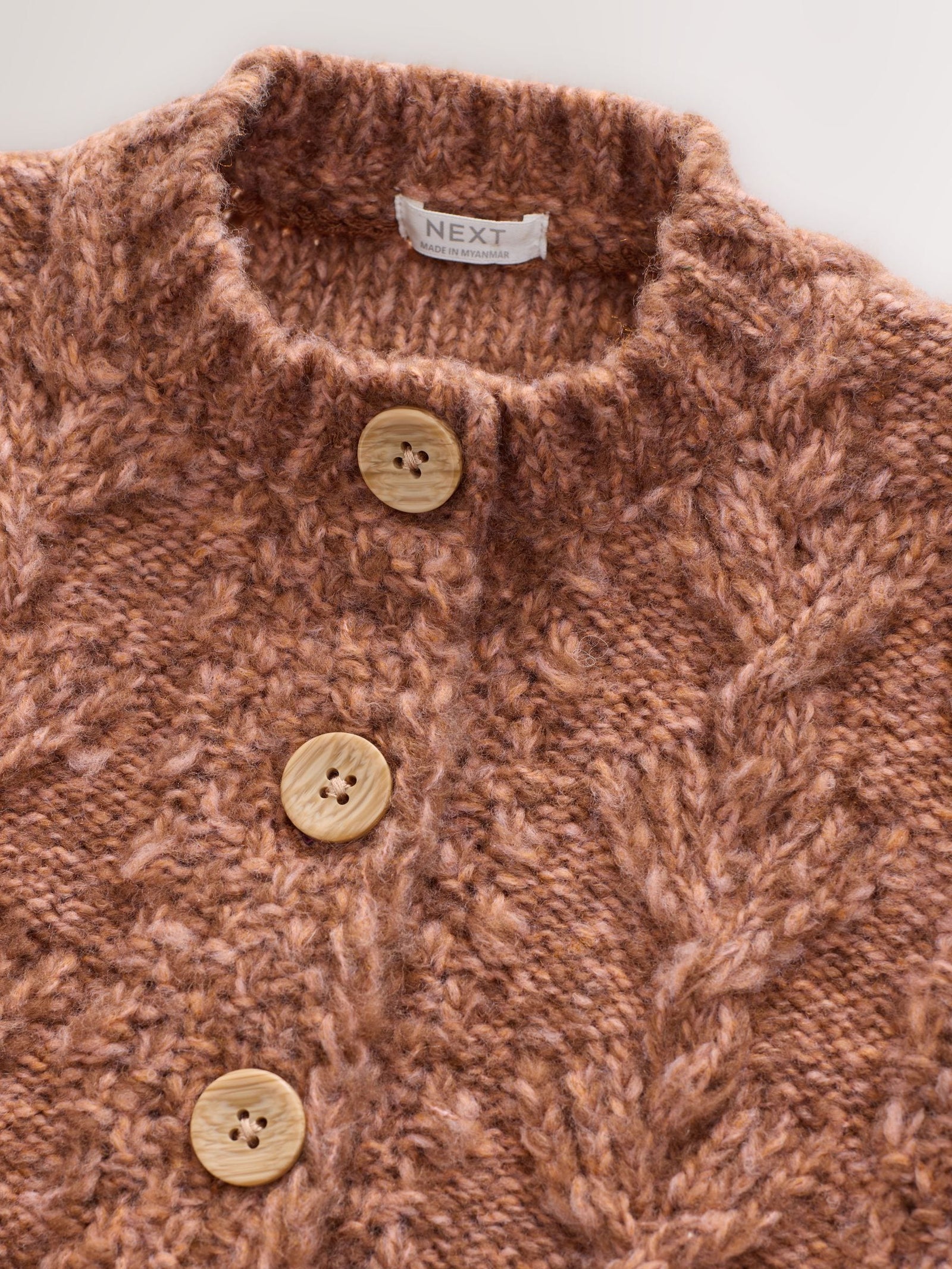 Chocolate Brown Chunky Knit Bobble Cardigan (3mths-10yrs)
