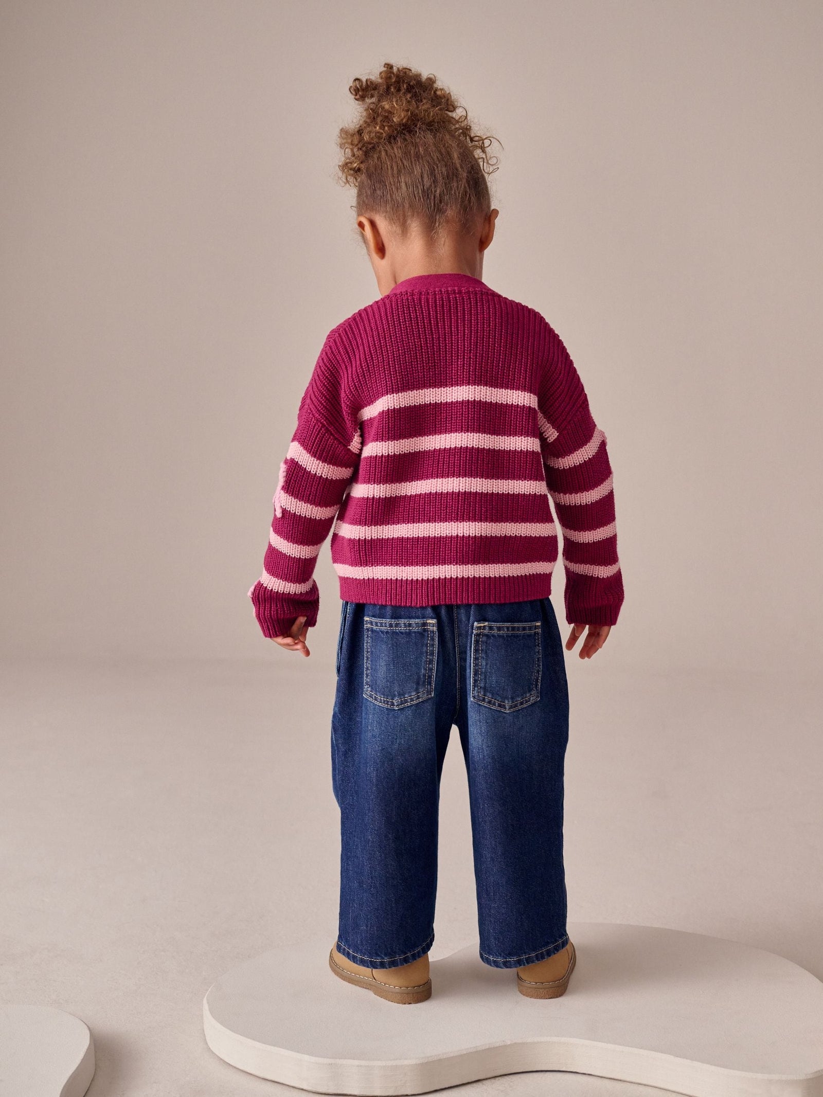 Pink Bow Stripe V-Neck Cardigan (3mths-7yrs)