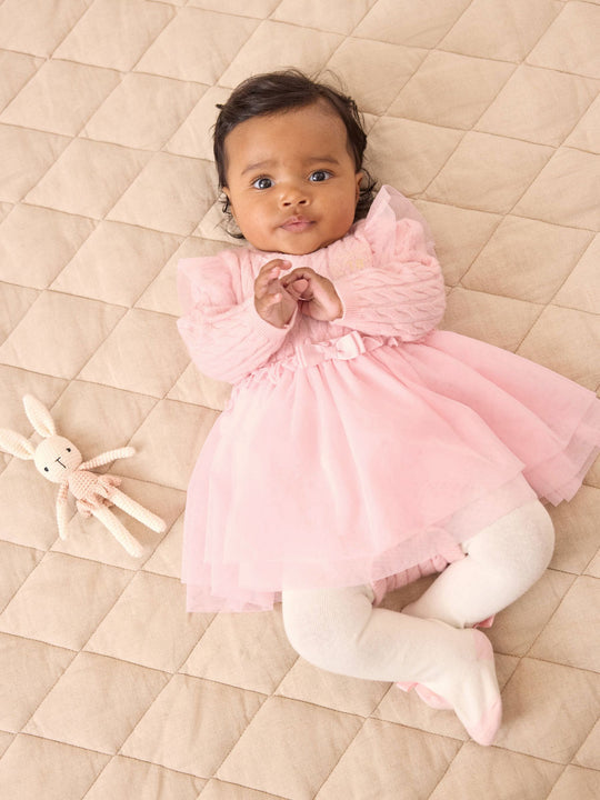 Baker by Ted Baker 2 Piece Pink Knitted Mesh Dresses & Tights Set