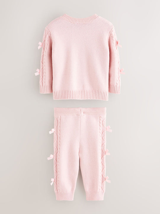 Baker by Ted Baker 2 Piece Bow Knitted Cardigan & Leggings Set