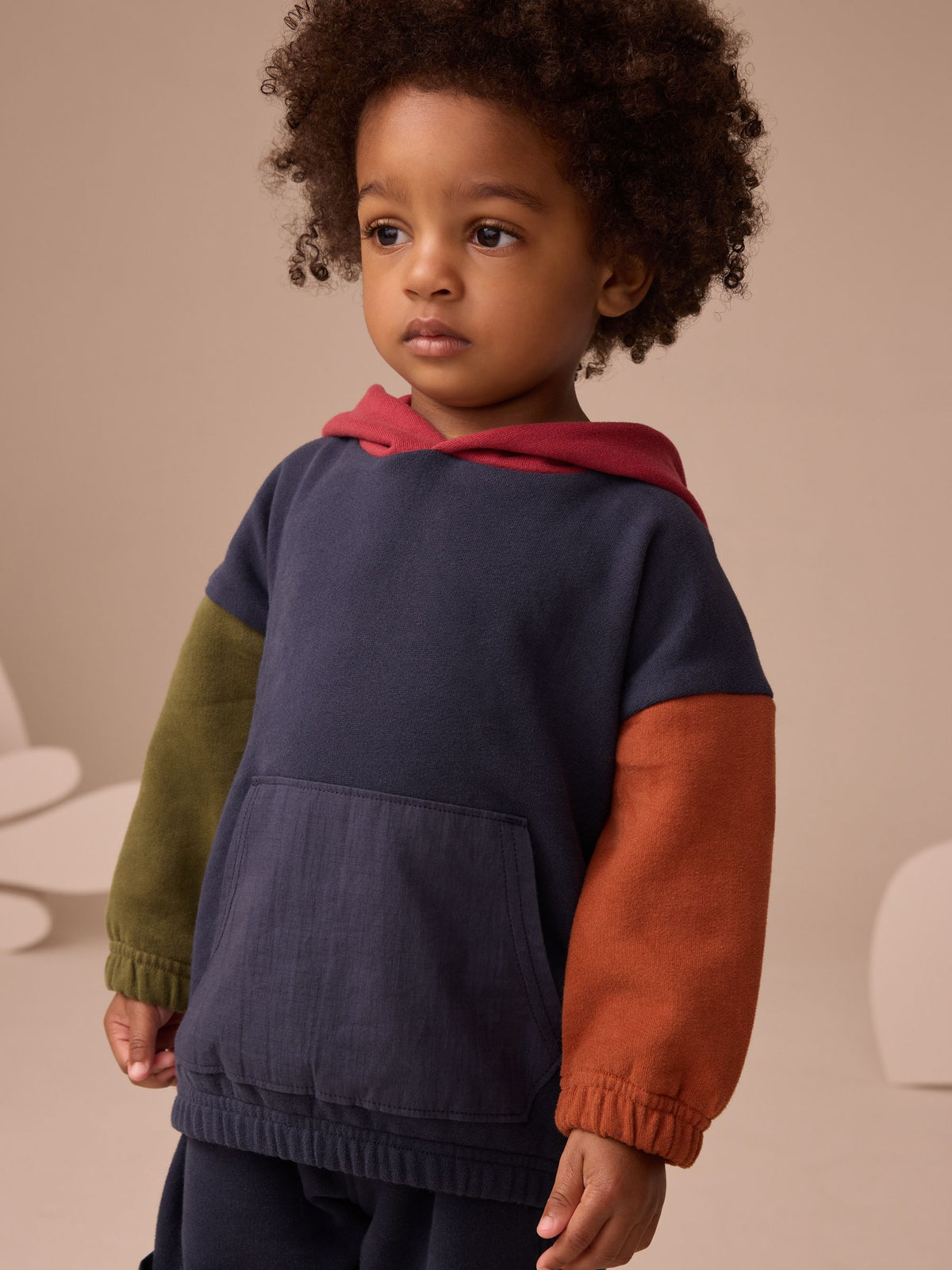 Navy Blue Colour Block Hoodie and Joggers Set (3mths-7yrs)