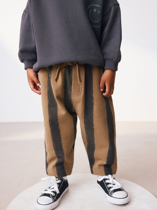 Black/Brown Single Sweatshirt And Stripe Joggers Set (3mths-7yrs)