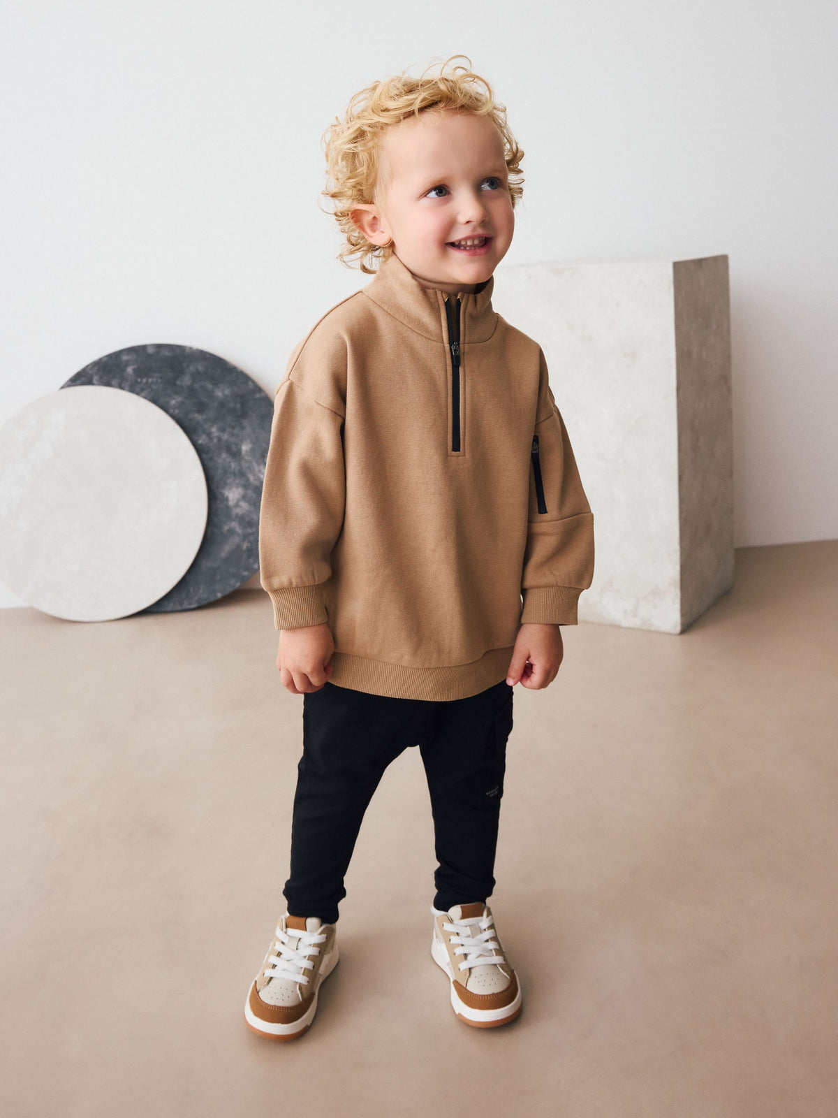 Tan Brown Half Zip Top and Joggers Set (3mths-7yrs)