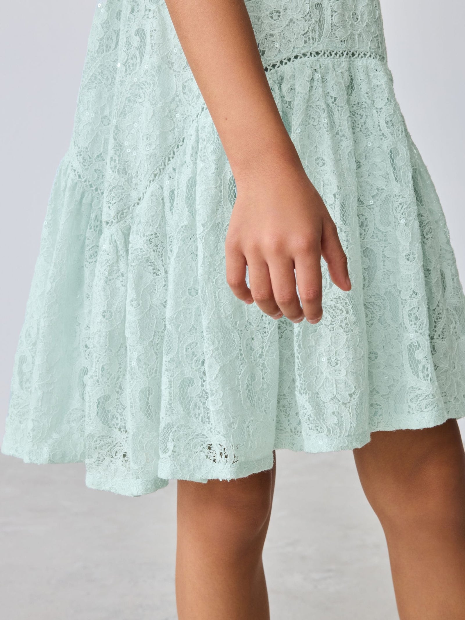 Baker by Ted Baker Red Sequin Lace Angel Sleeve Dress