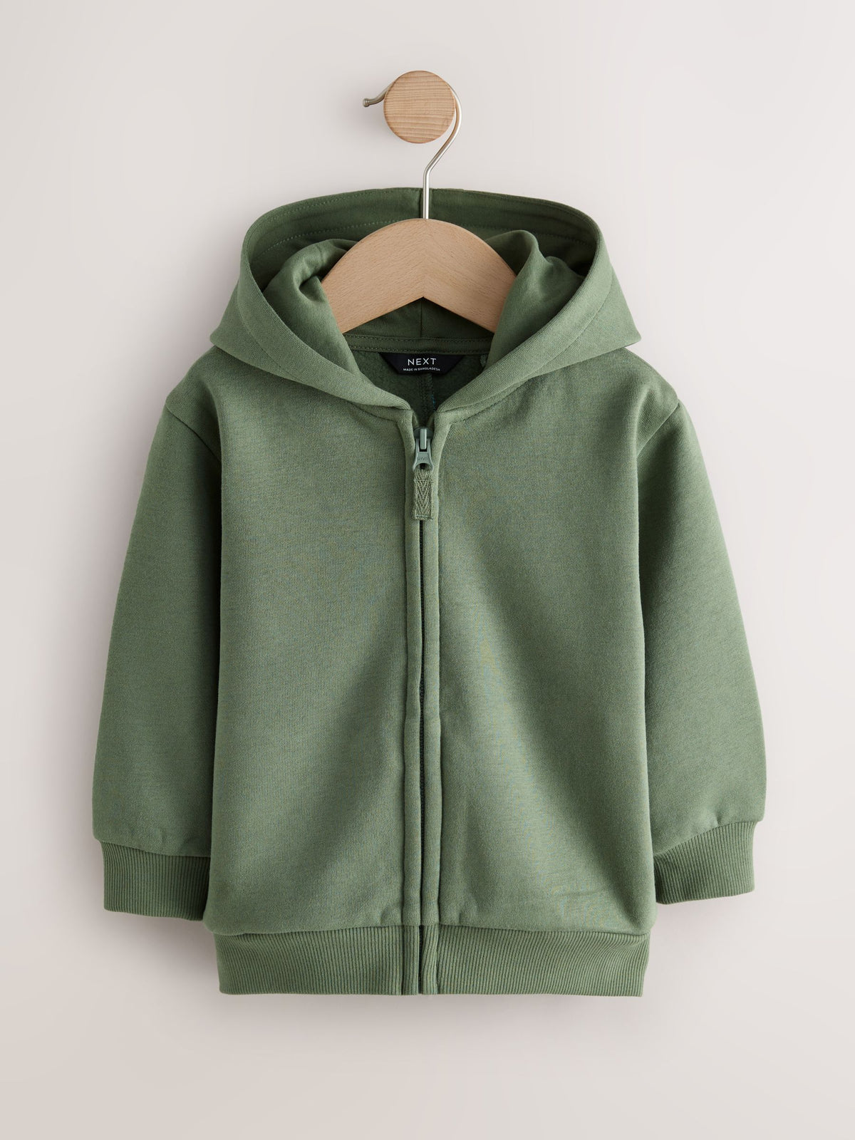 Khaki Green Zip Up Hoodie (3mths-7yrs)