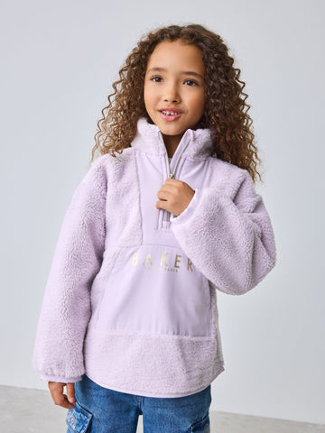 Baker by Ted Baker Lilac Purple Borg Mix Panel Fleece