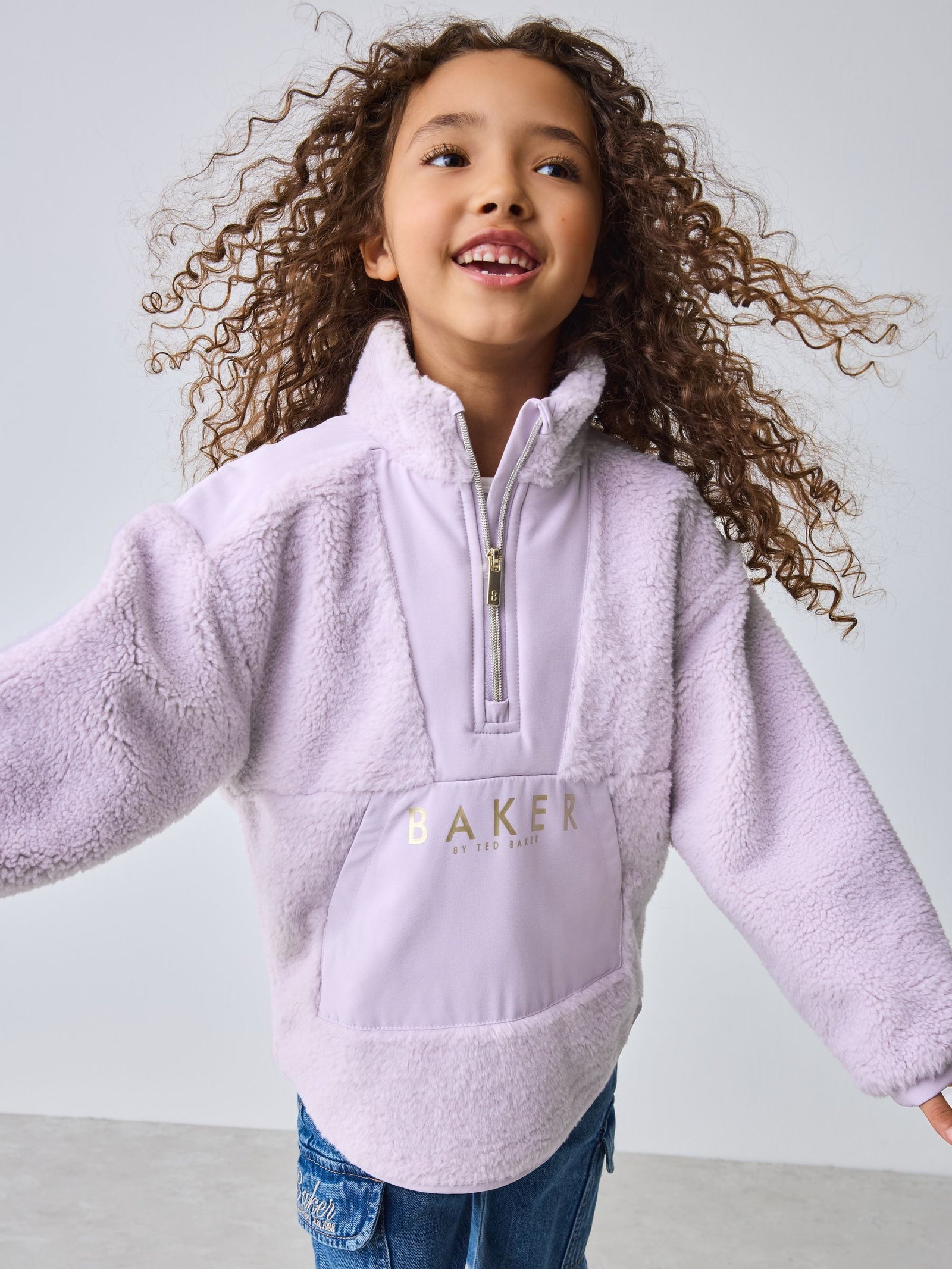 Baker by Ted Baker Lilac Purple Borg Mix Panel Fleece