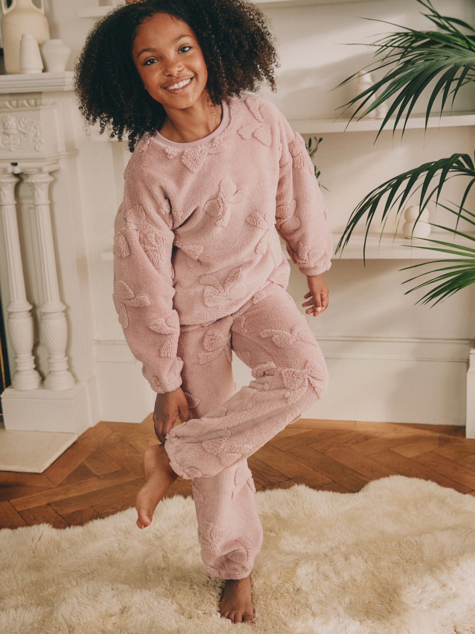 Pink Bow Fleece Jacquard Pyjamas Set 2 Piece (2-16yrs)