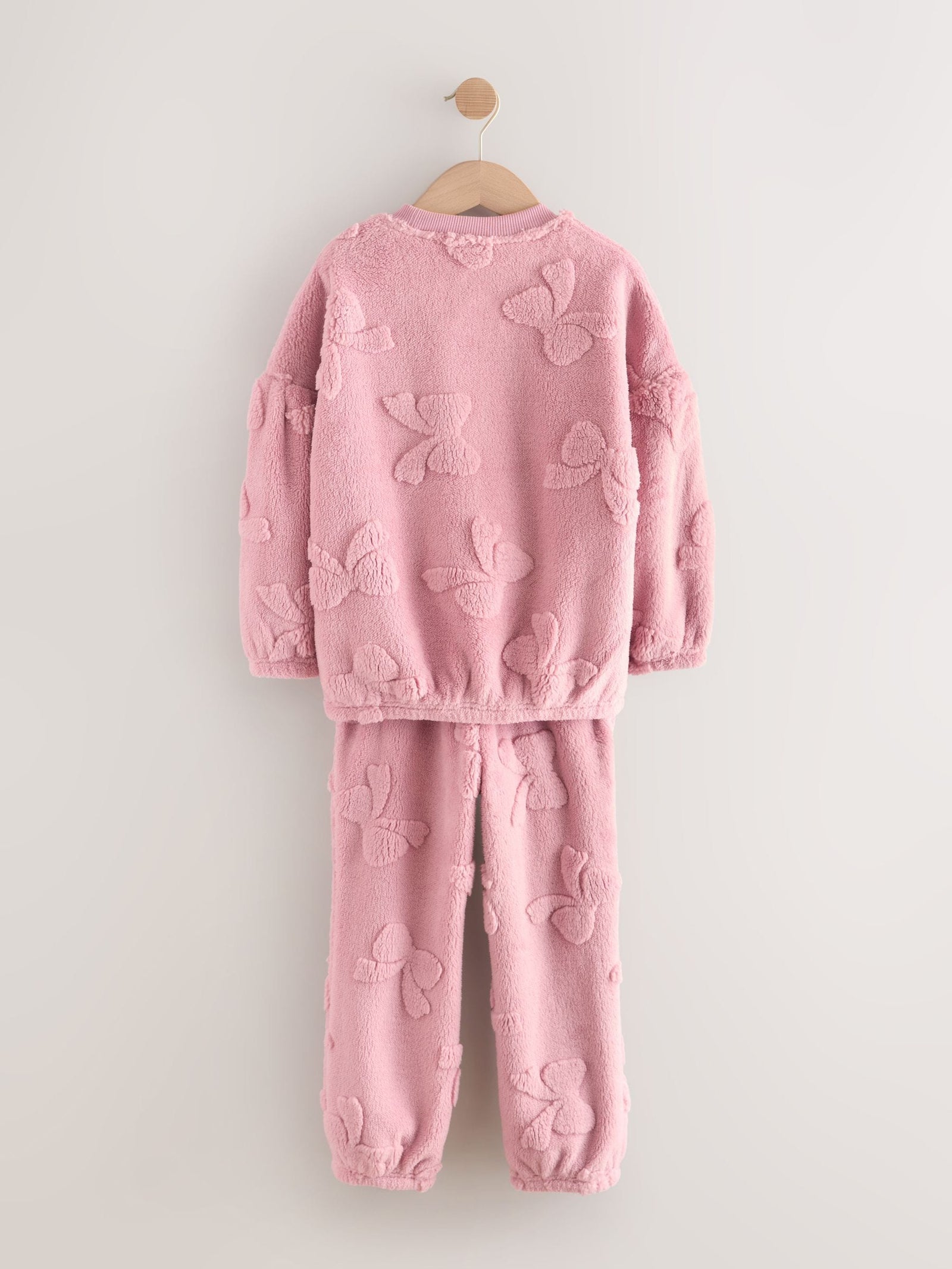 Pink Bow Fleece Jacquard Pyjamas Set 2 Piece (2-16yrs)