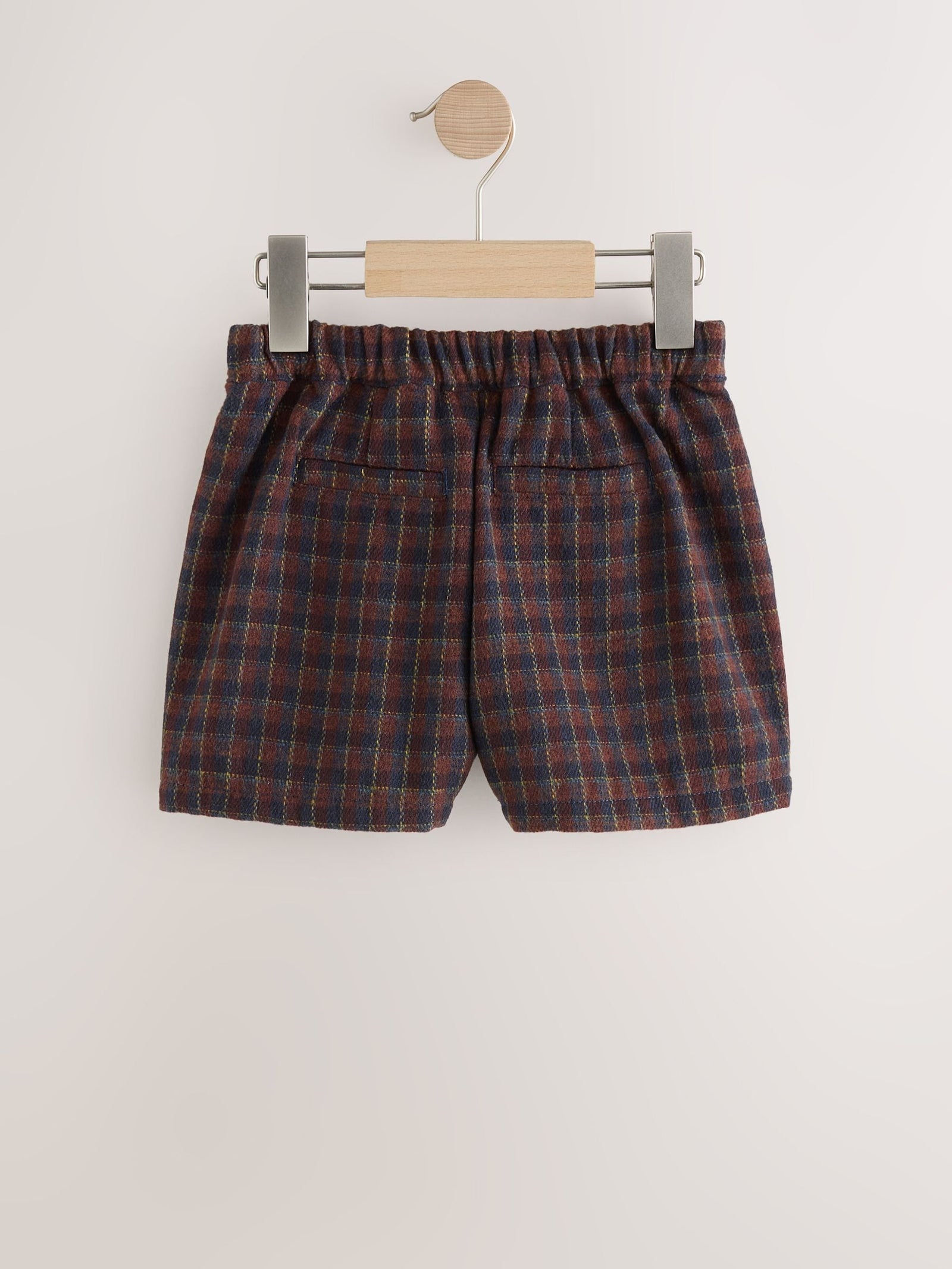 Brown Check Pleat Front Shorts (3-16yrs)