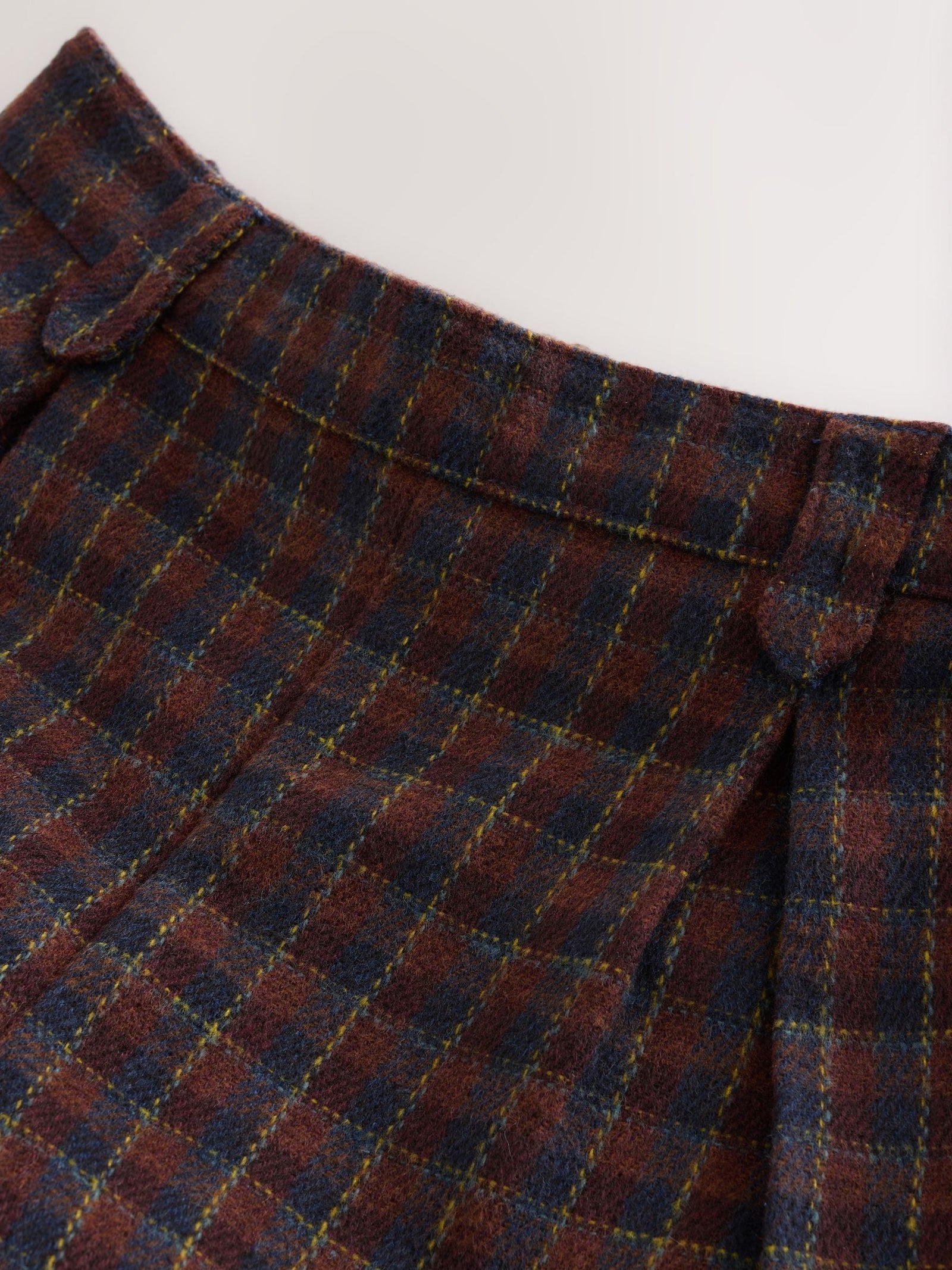 Brown Check Pleat Front Shorts (3-16yrs)