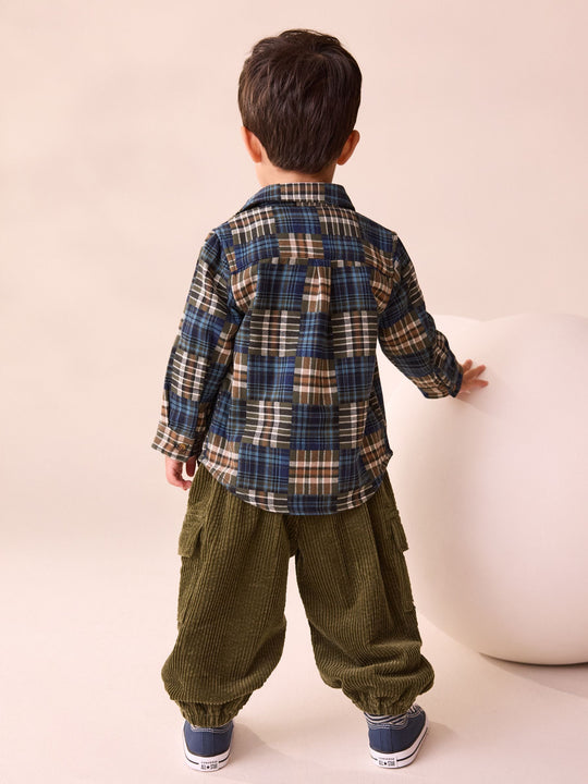 Khaki Green Corduroy Cargo Trousers (3mths-7yrs)