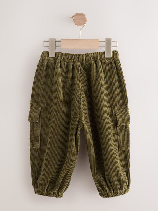 Khaki Green Corduroy Cargo Trousers (3mths-7yrs)