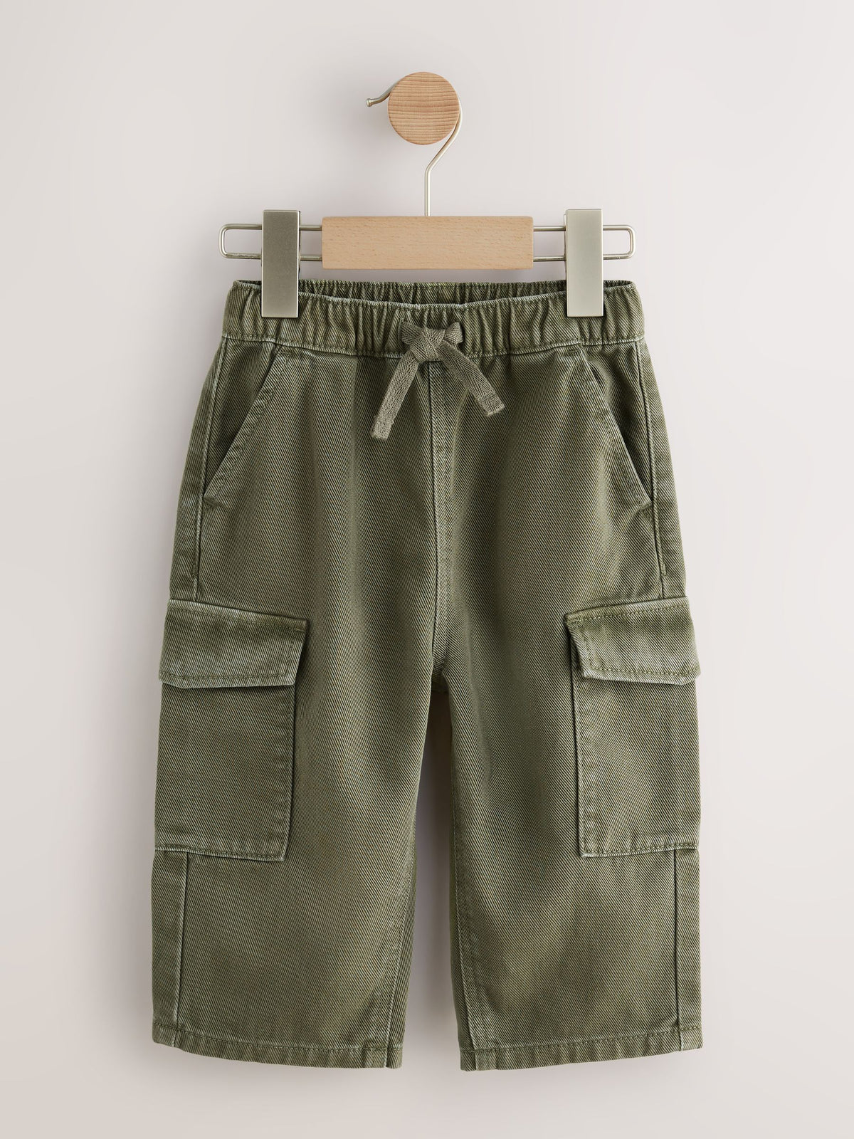 Khaki Green Washed Wide Leg Cargo Trousers (3mths-7yrs)