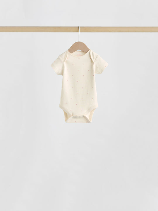 Pink Heart Baby Short Sleeve Bodysuits 5 Pack