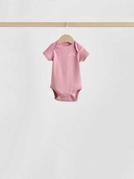 Pink Heart Baby Short Sleeve Bodysuits 5 Pack