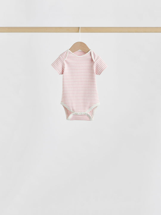 Pink Heart Baby Short Sleeve Bodysuits 5 Pack