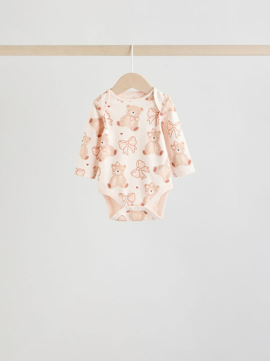 Neutral Bear Long Sleeve Baby Bodysuits 5 Pack