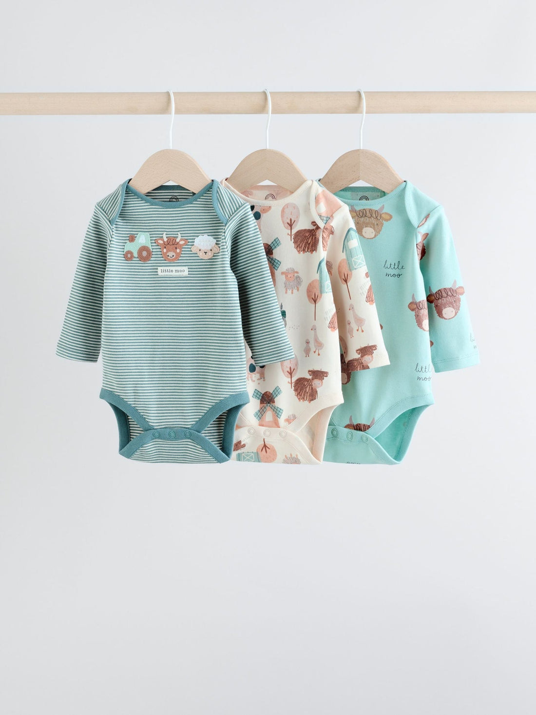 Blue Hamish Long Sleeve Bodysuits 3 Pack