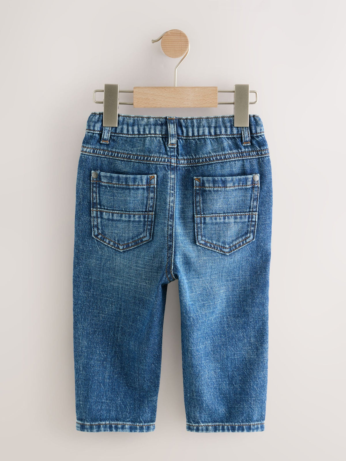 Mid Blue Denim Loose Fit Pleat Front Jeans (3mths-7yrs)