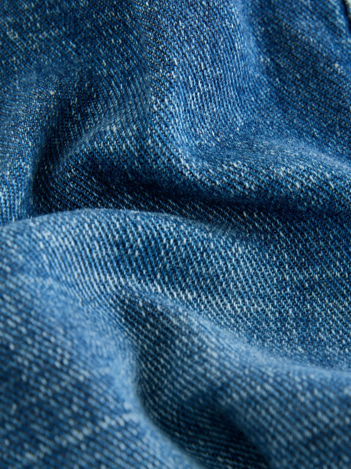 Mid Blue Denim Loose Fit Pleat Front Jeans (3mths-7yrs)