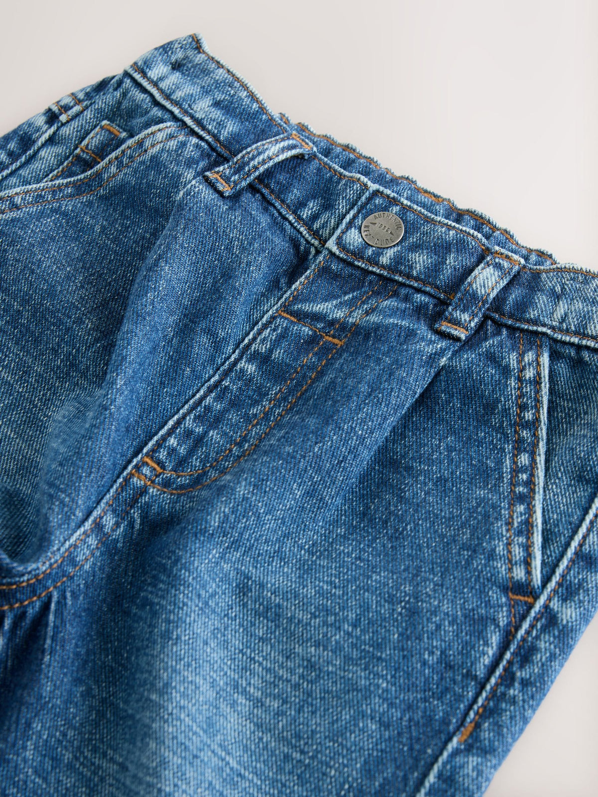 Mid Blue Denim Loose Fit Pleat Front Jeans (3mths-7yrs)