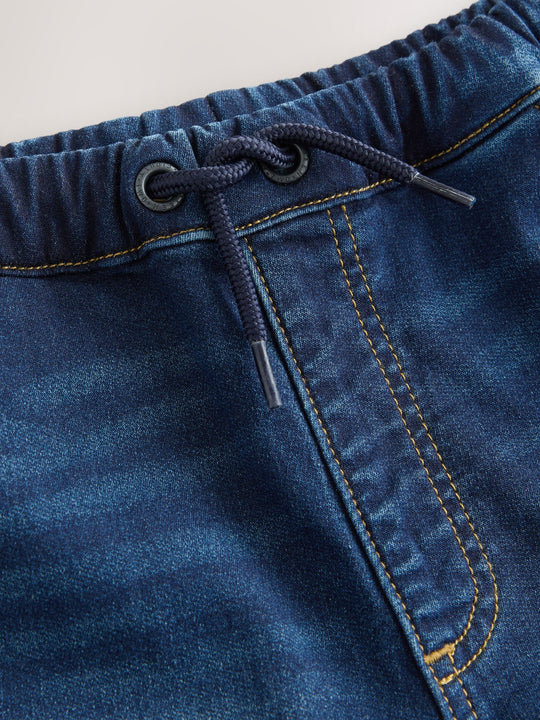 Dark Blue Barrel Leg Comfort Stretch Wide Cargo Jeans (3mths-7yrs)