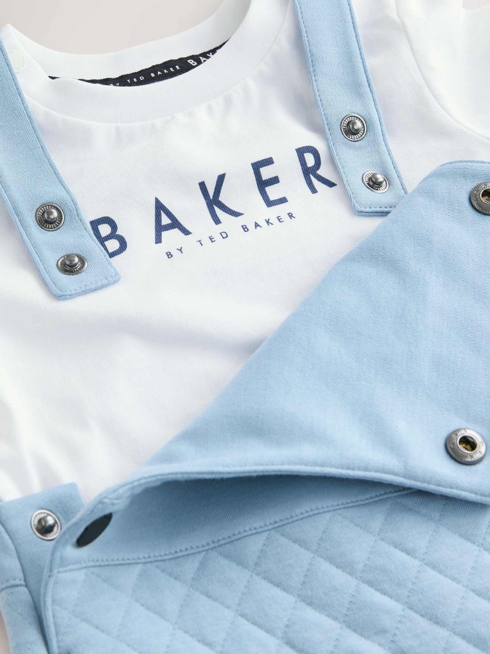 Baker by Ted Baker Blue Quilted Dungarees and T-Shirt Set
