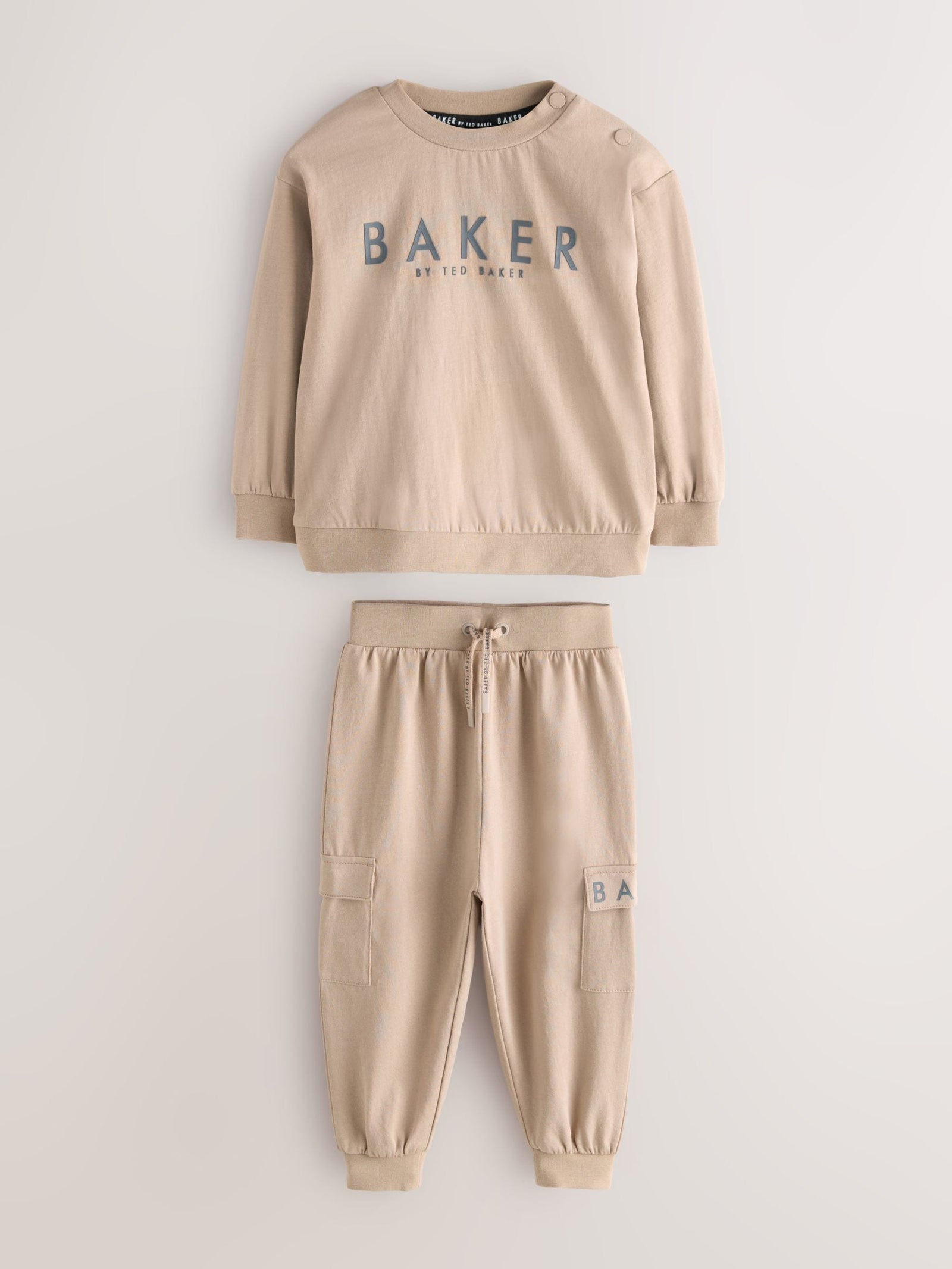 Baker by Ted Baker 3 Piece Stone Borg Gilet, Sweatshirt and Joggers Set