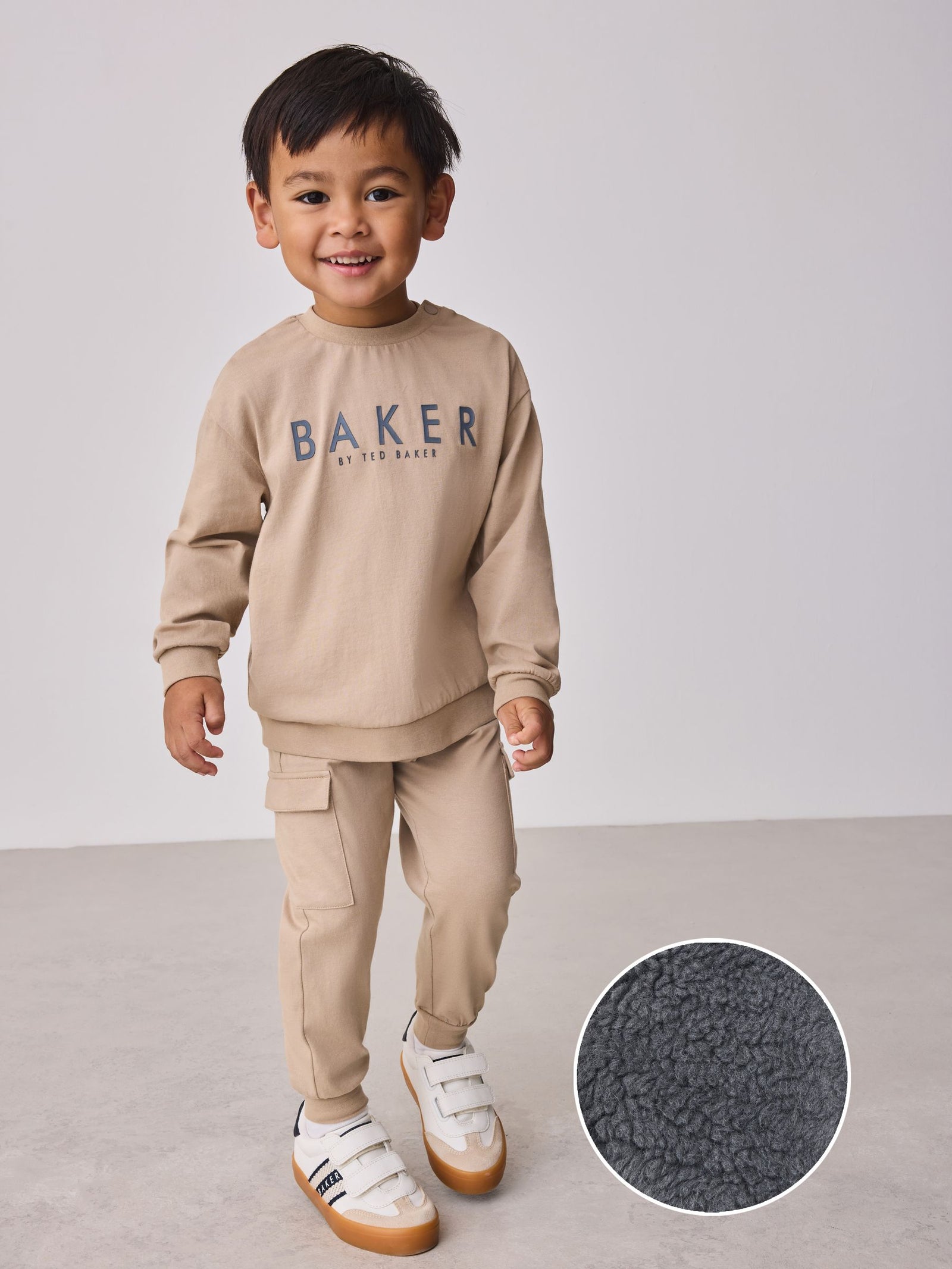 Baker by Ted Baker 3 Piece Stone Borg Gilet, Sweatshirt and Joggers Set