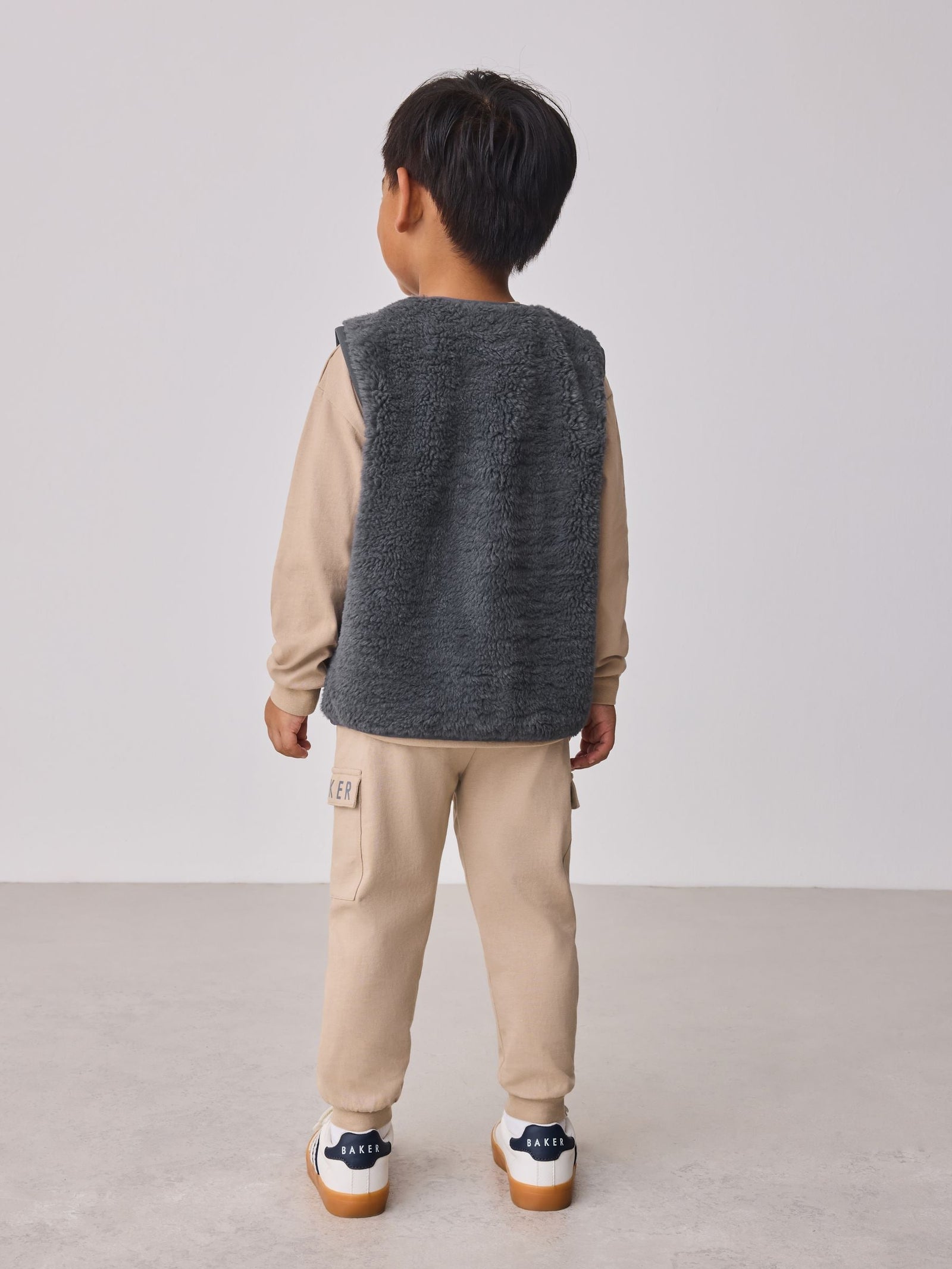 Baker by Ted Baker 3 Piece Stone Borg Gilet, Sweatshirt and Joggers Set