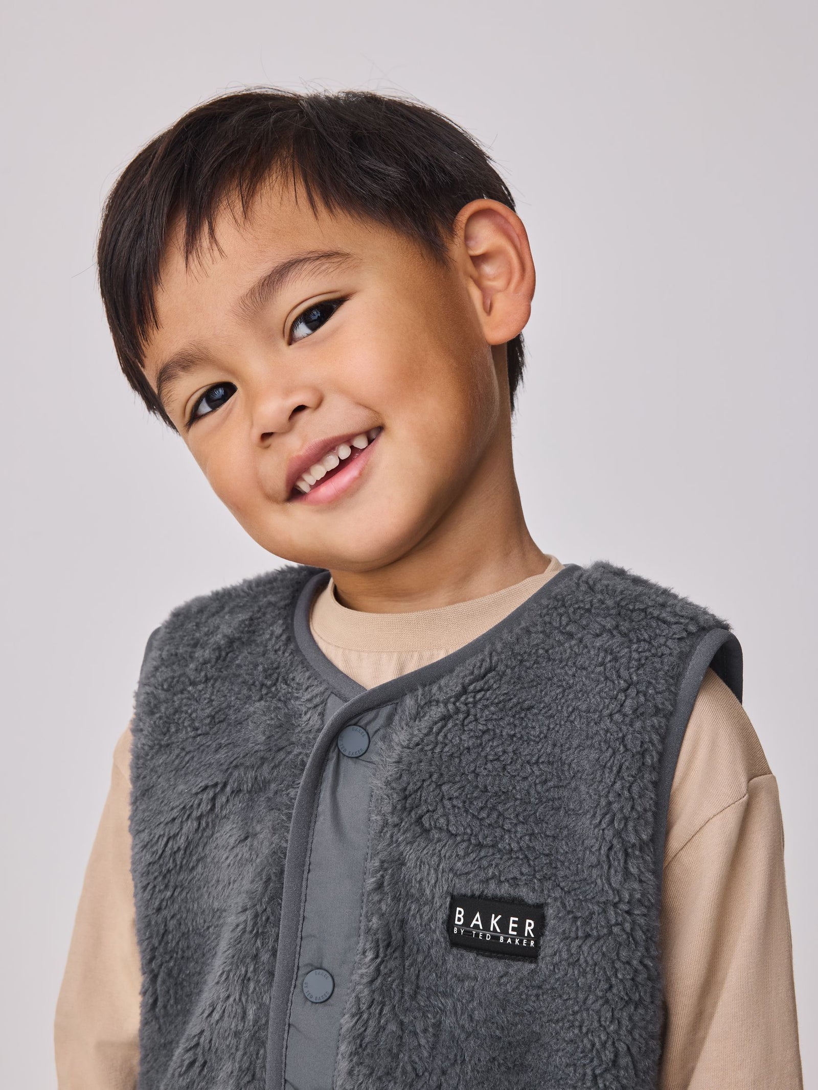 Baker by Ted Baker 3 Piece Stone Borg Gilet, Sweatshirt and Joggers Set
