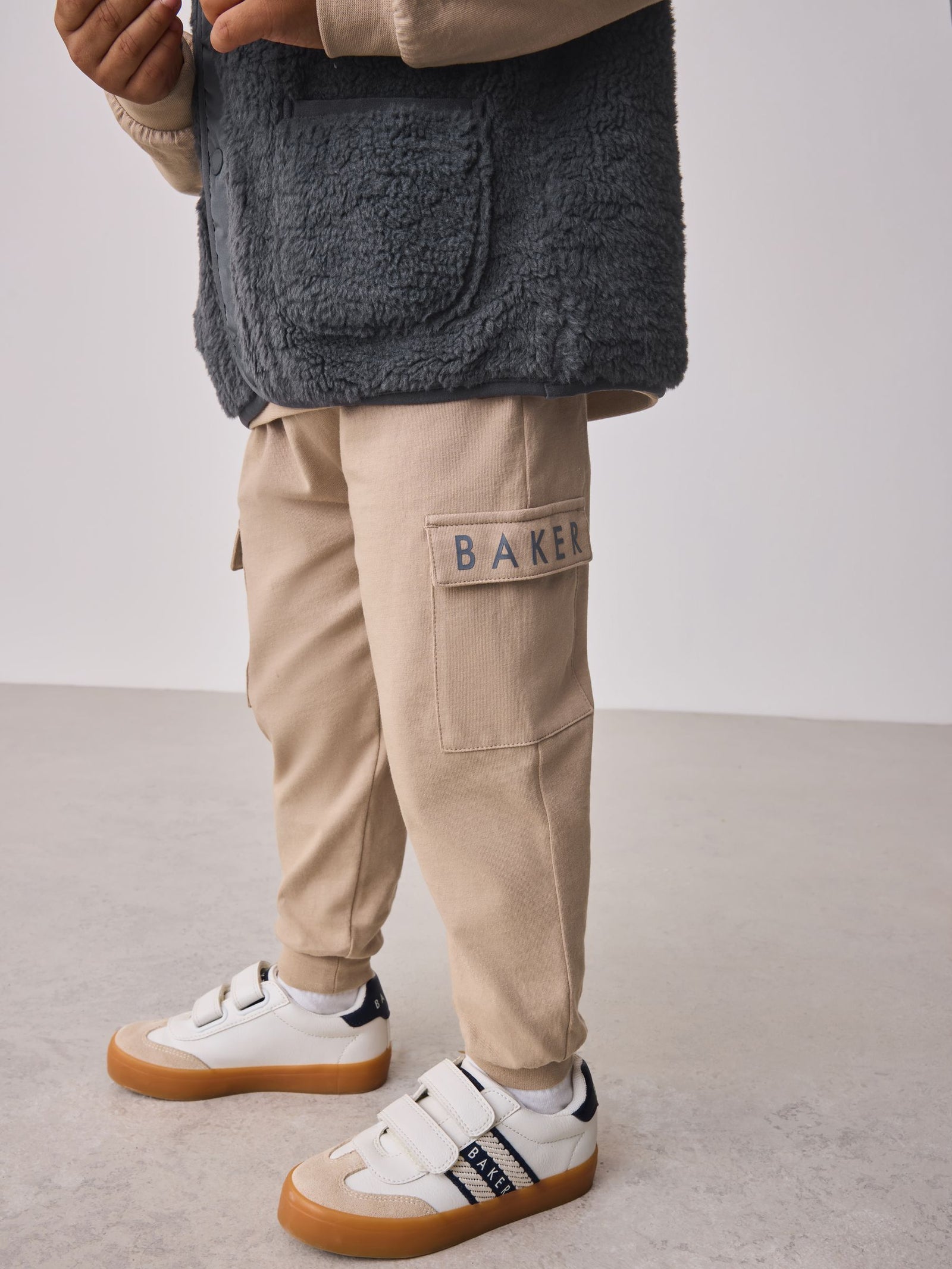 Baker by Ted Baker 3 Piece Stone Borg Gilet, Sweatshirt and Joggers Set