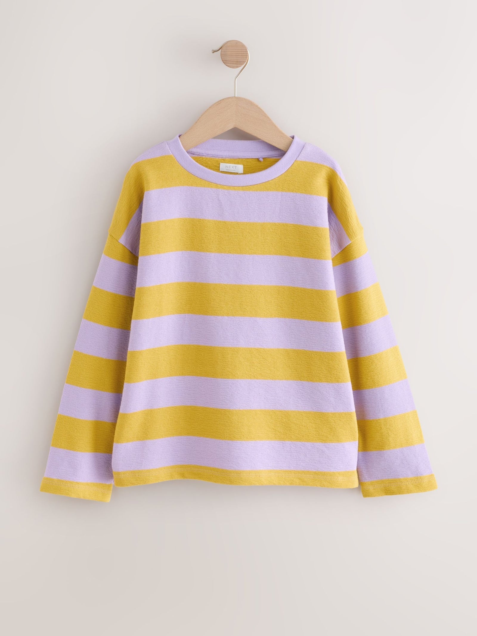 Purple/Ochre Stripe Textured Long Sleeve Top (3-16yrs)