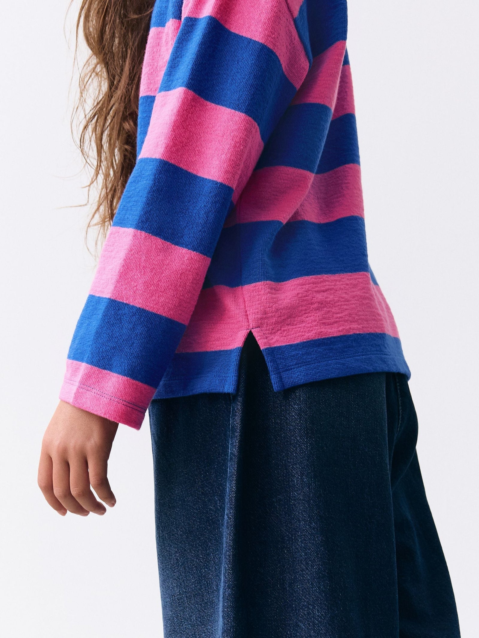 Pink/Blue Stripe Textured Long Sleeve Top (3-16yrs)