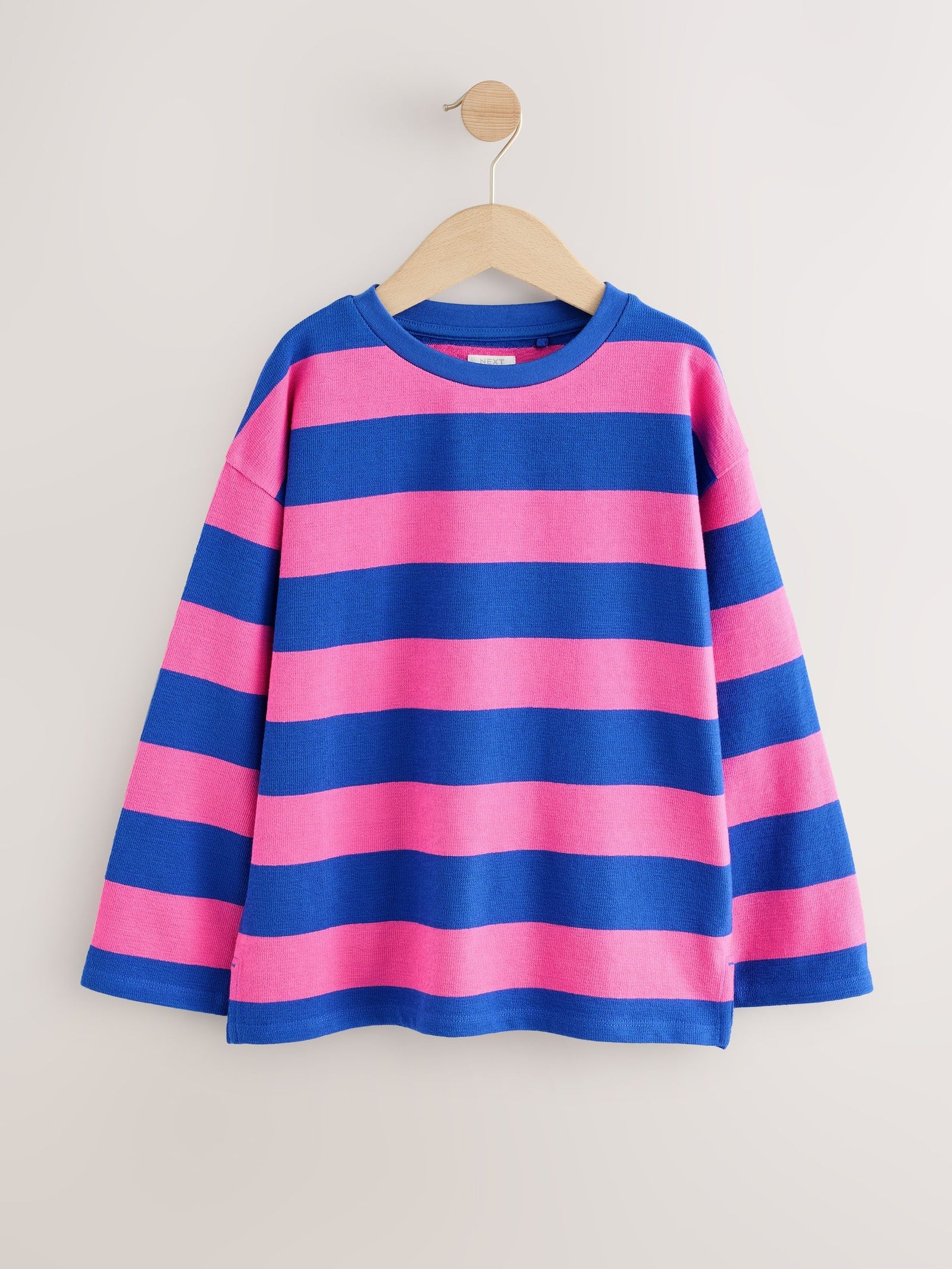 Pink/Blue Stripe Textured Long Sleeve Top (3-16yrs)