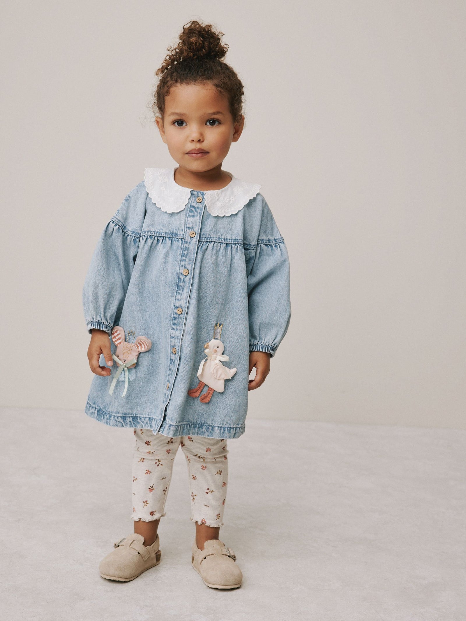 Denim Character Shirt Dress And Leggings Set (3mths-8yrs)